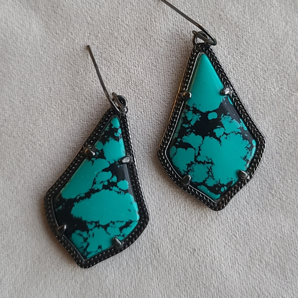 Kendra Scott Variegated Turquoise Alex Earrings in Gunmetal